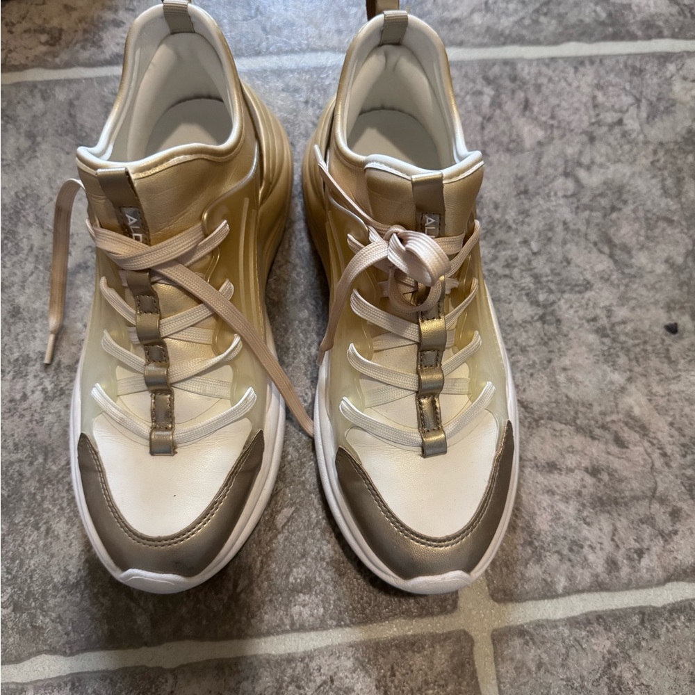 Aldo Women's Sneakers in Gold and Cream